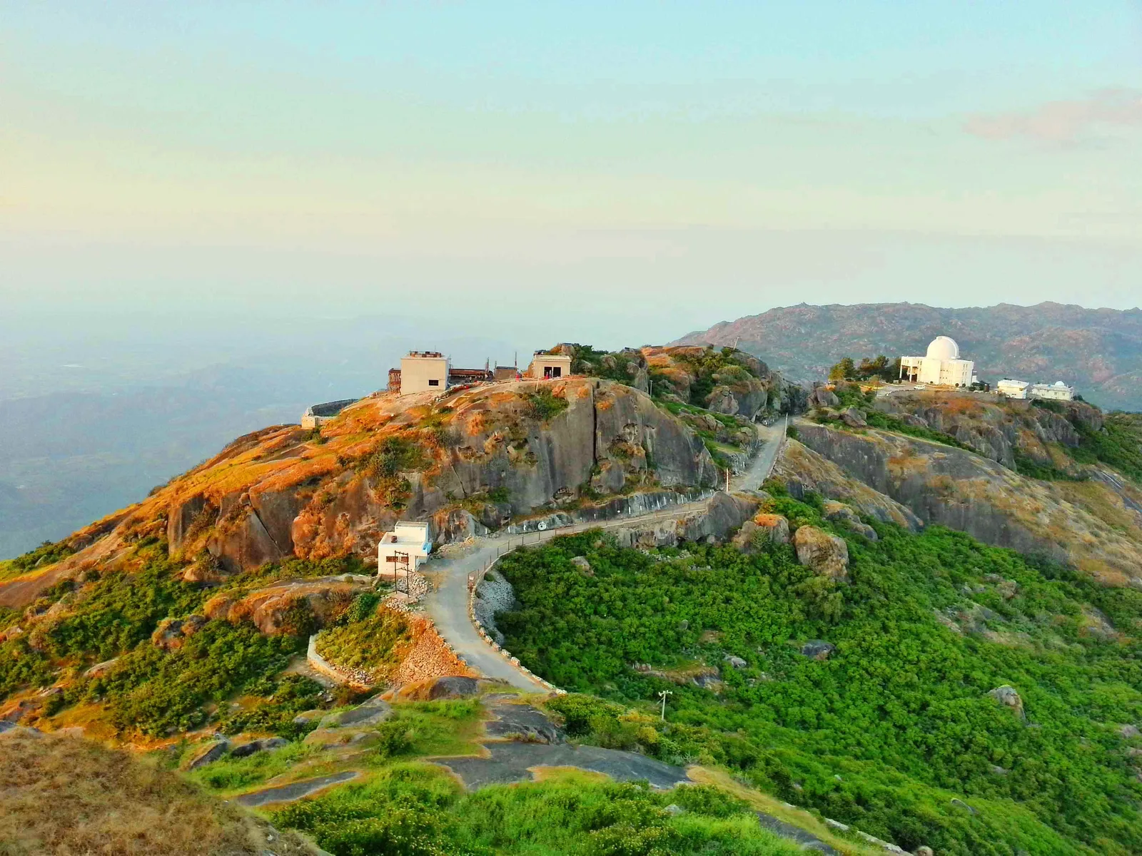 Golden hour along the Guru Shikhar ridge, above the Aravalli plains